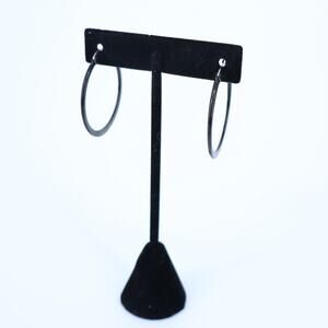 CHISEL Stainless Steel Black Tapered Hoop Earrings 60mm